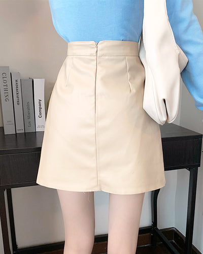 Simple leather mini skirt PRCL905594 