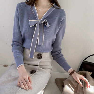 Bow tie rib knit top PRCL902856
