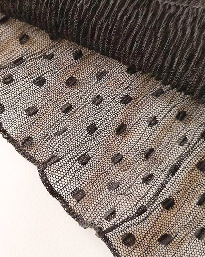 Dot pattern see-through high neck blouse CMGZ100009 