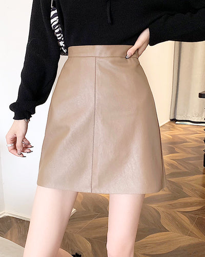 Simple leather mini skirt PRCL905594 