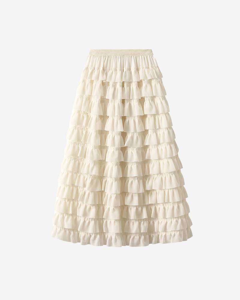 Tiered Frill Narrow Skirt PRCL905703 