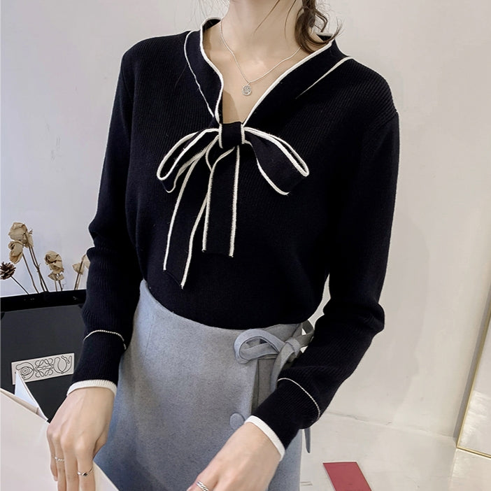 Bow tie rib knit top PRCL902856