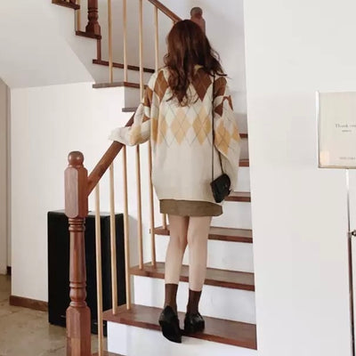 [Domestic Shipping] Argyle Knit Cardigan PRCL901509