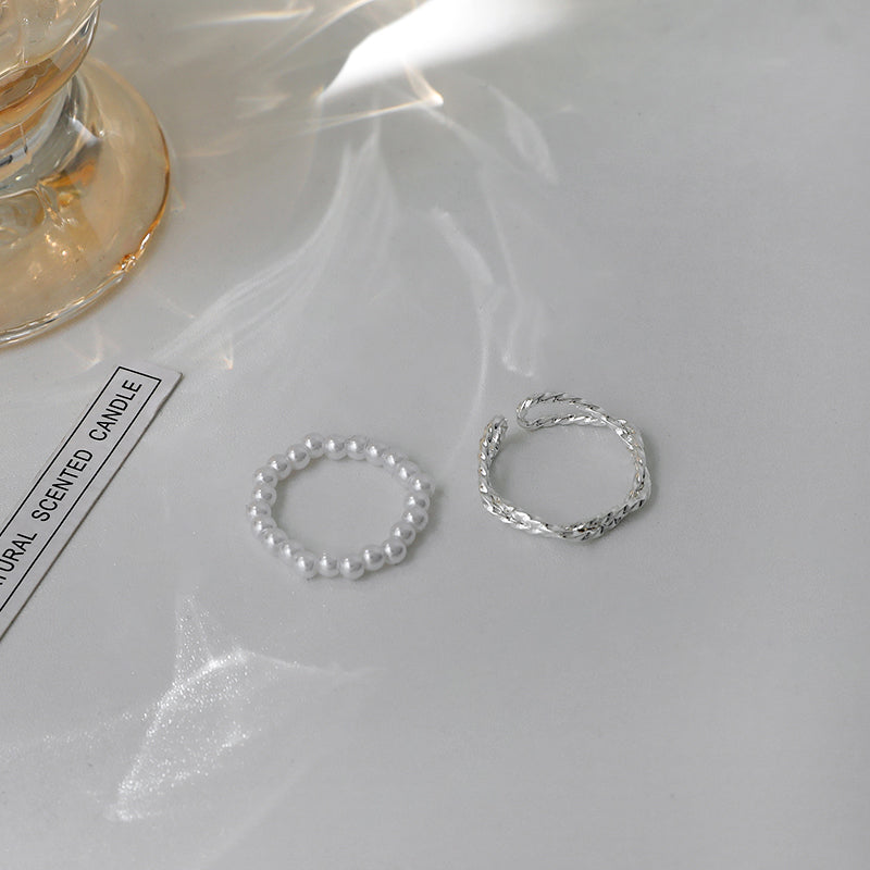 [2 件套] 銀珍珠戒指 PRCL903754 