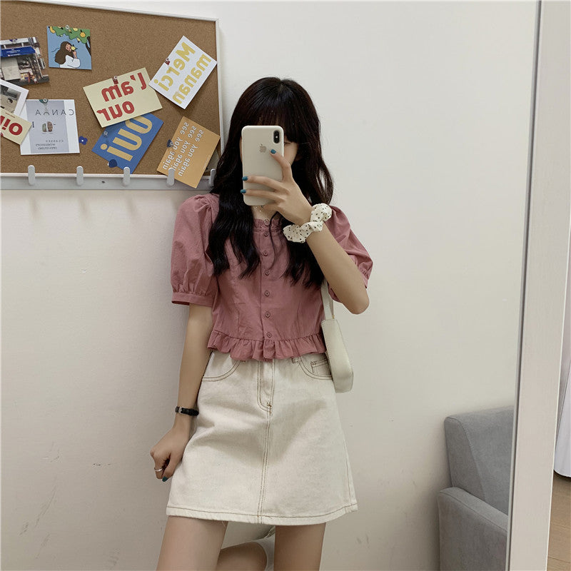 Short frilled blouse PRCL903554