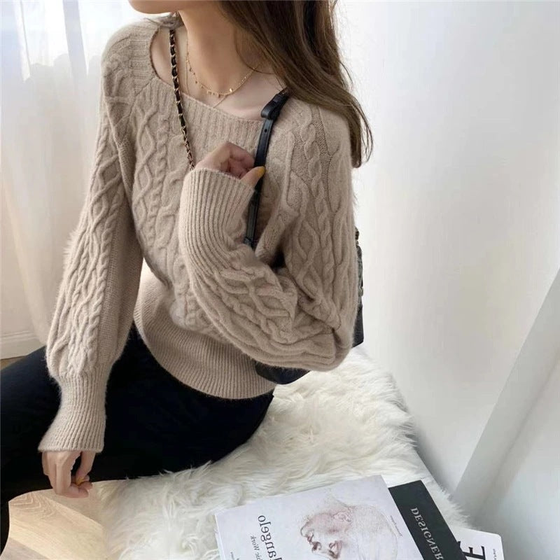 Square Neck Cable Knit PRCL905414