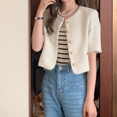 Heart Button Tweed Jacket PRCL904761