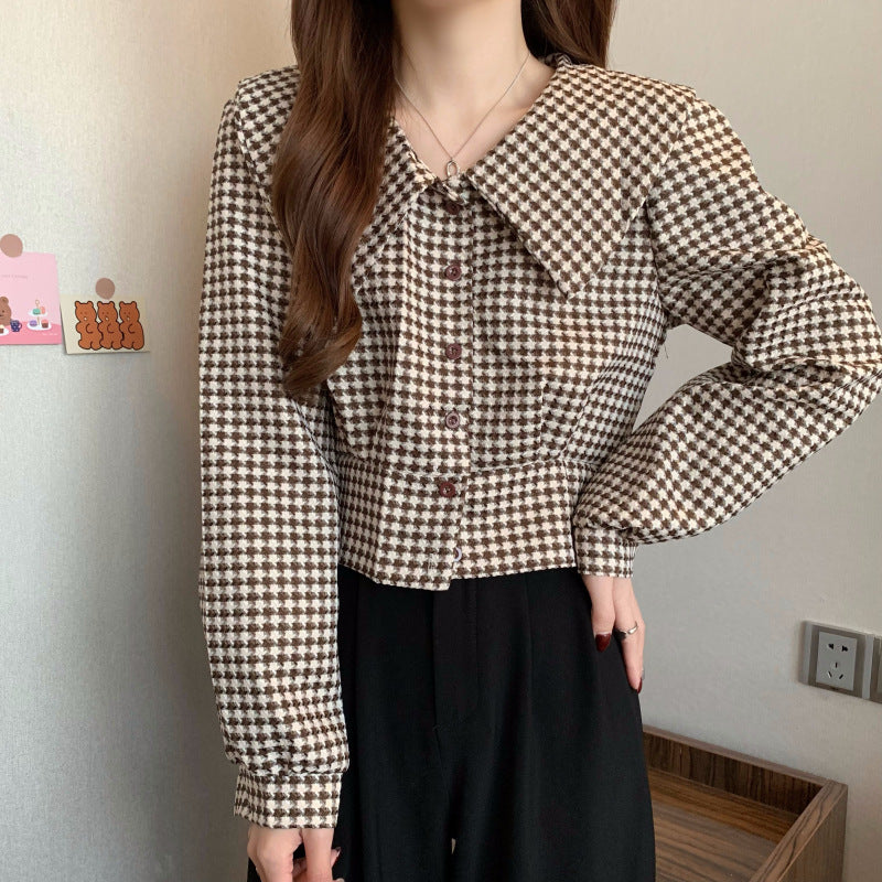 Houndstooth Pattern Big Color Blouse PRCL905354