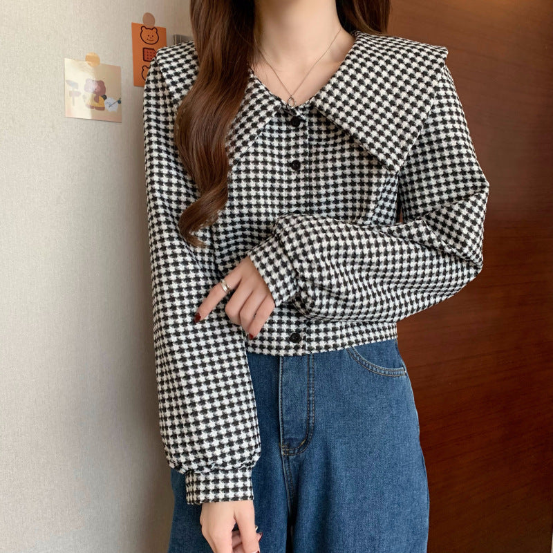 Houndstooth Pattern Big Color Blouse PRCL905354