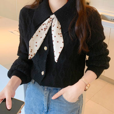 Knitted cardigan with scarf PRCL902200