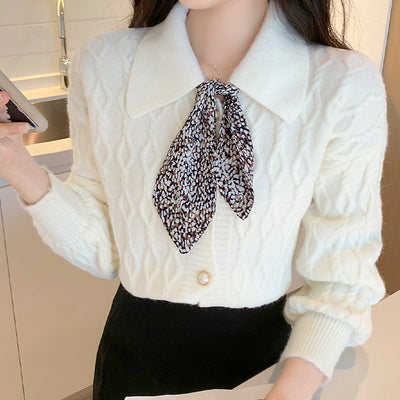 Knitted cardigan with scarf PRCL902200