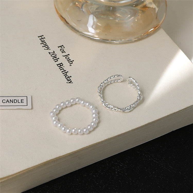 [2 件套] 銀珍珠戒指 PRCL903754 