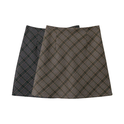 Trapezoidal check mini skirt PRCL905503 