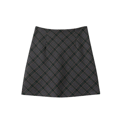 Trapezoidal check mini skirt PRCL905503 