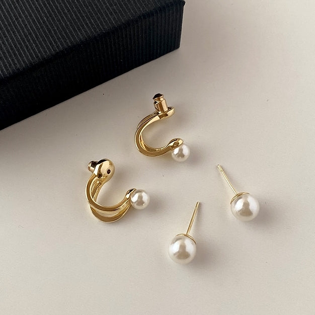 Pearl hoop earrings PRCL903180