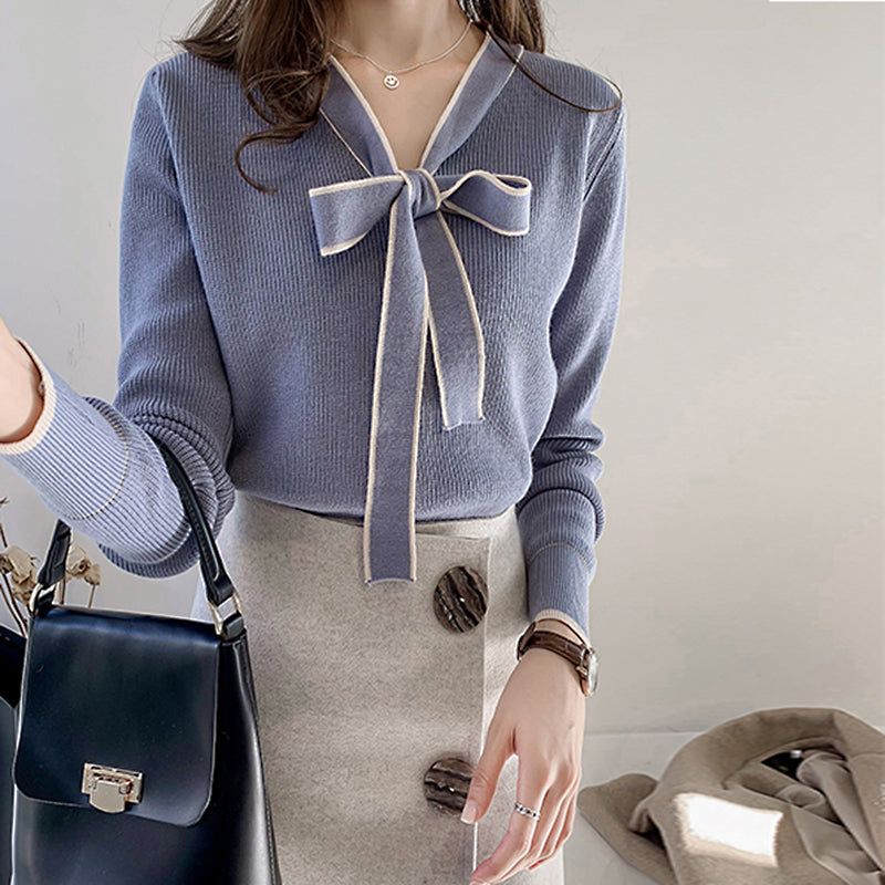 Bow tie rib knit top PRCL902856