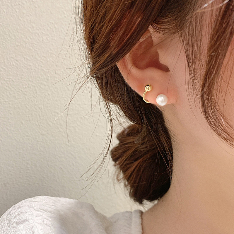 Ear cuff style pearl earrings PRCL903094