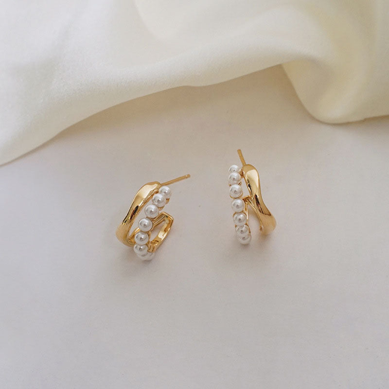 Double Pearl Hoop Earrings PRCL903678