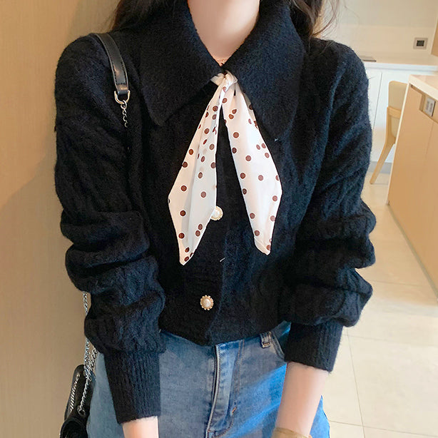 Knitted cardigan with scarf PRCL902200