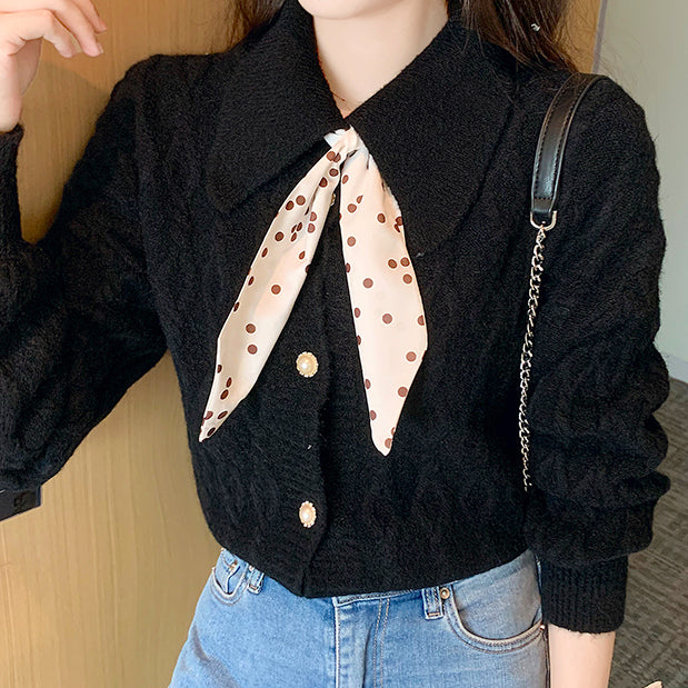 Knitted cardigan with scarf PRCL902200