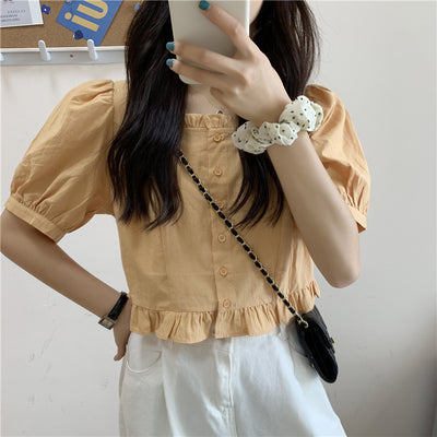 Short frilled blouse PRCL903554