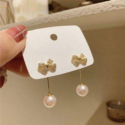 2way ribbon &amp; pearl earrings PRCL903067 