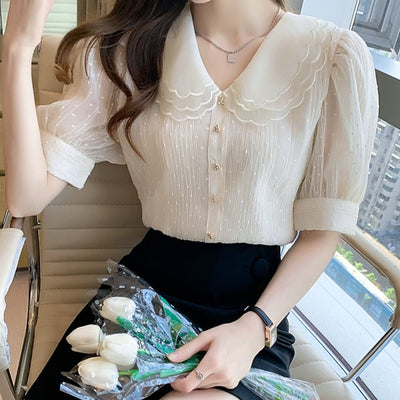 Scalloped lace blouse PRCL903720
