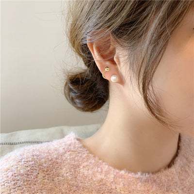 Ear cuff style pearl earrings PRCL903094