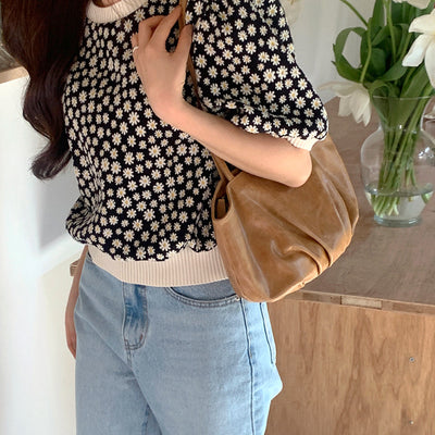 [Instant delivery] Short length flower knit PRCL900528