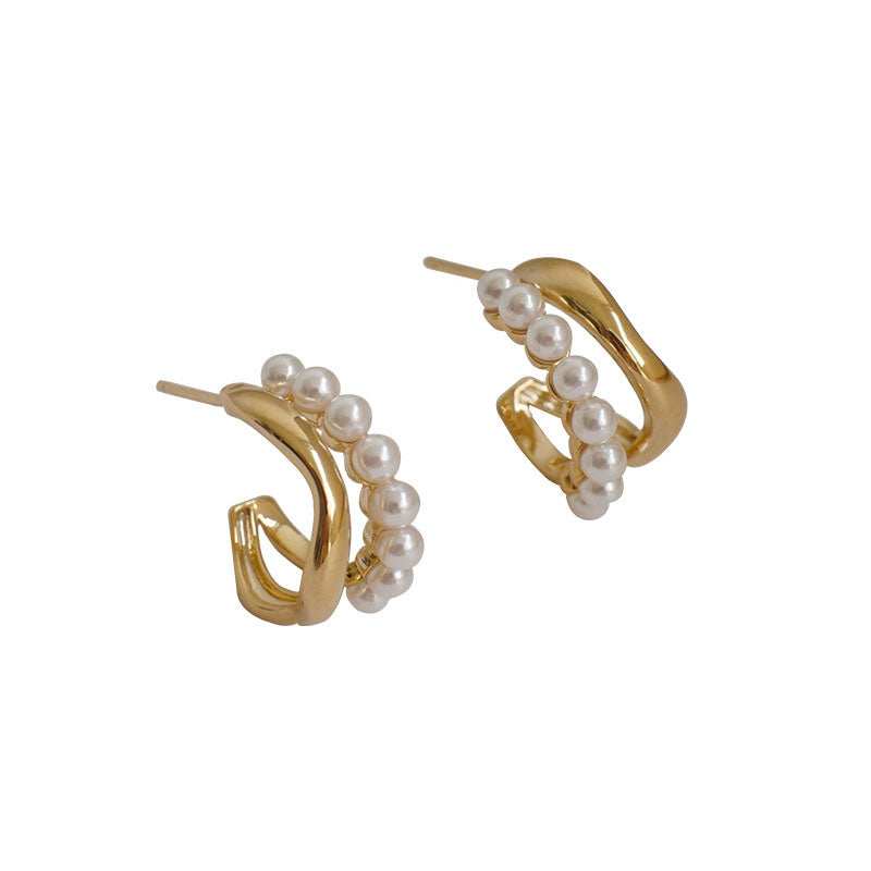 Double Pearl Hoop Earrings PRCL903678