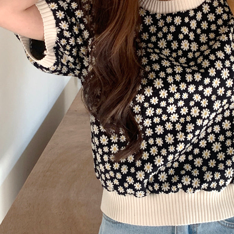 [Instant delivery] Short length flower knit PRCL900528